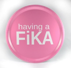 Bricka Rund Fika Rosa