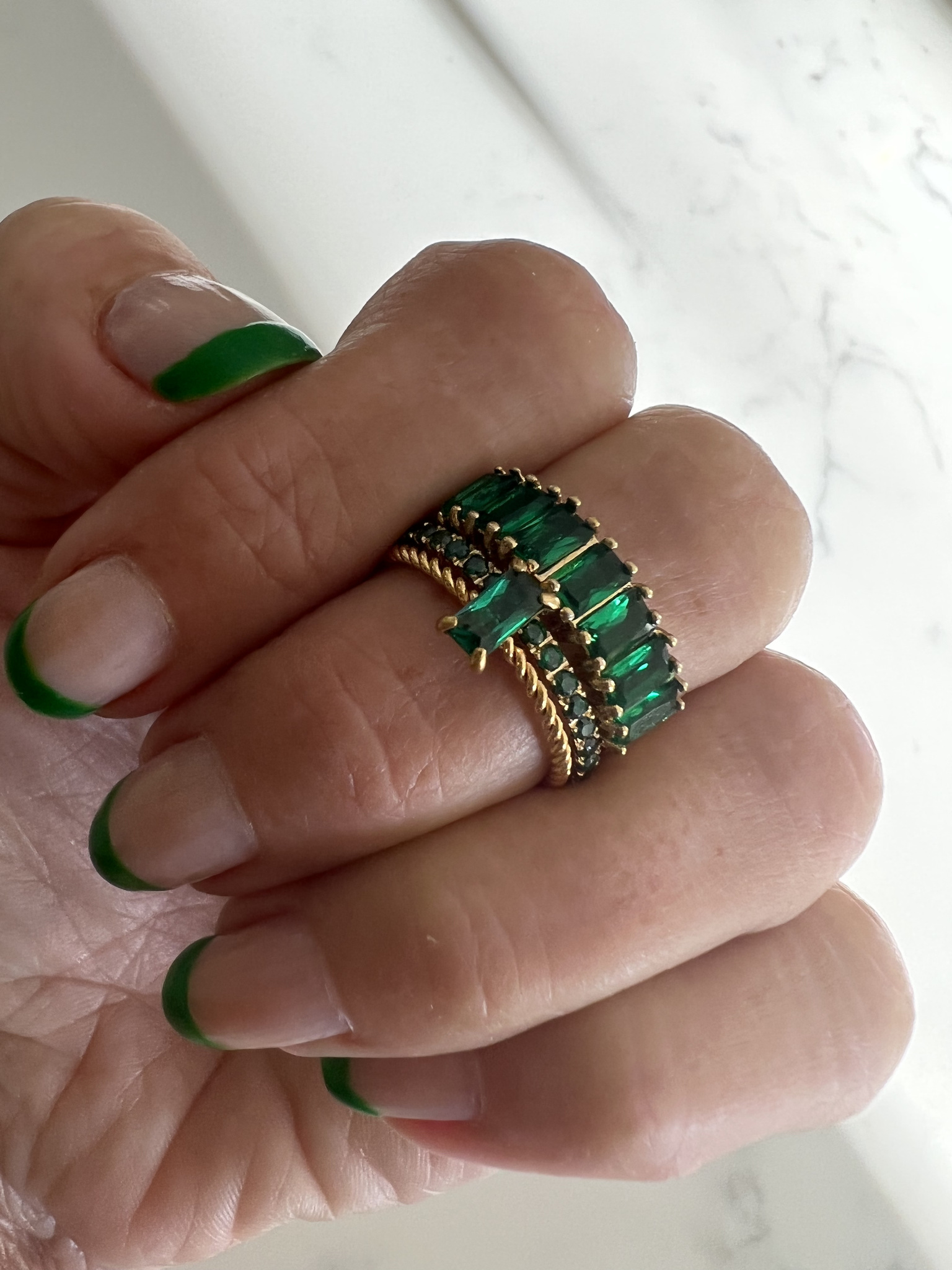 Athena crystal ring green gold