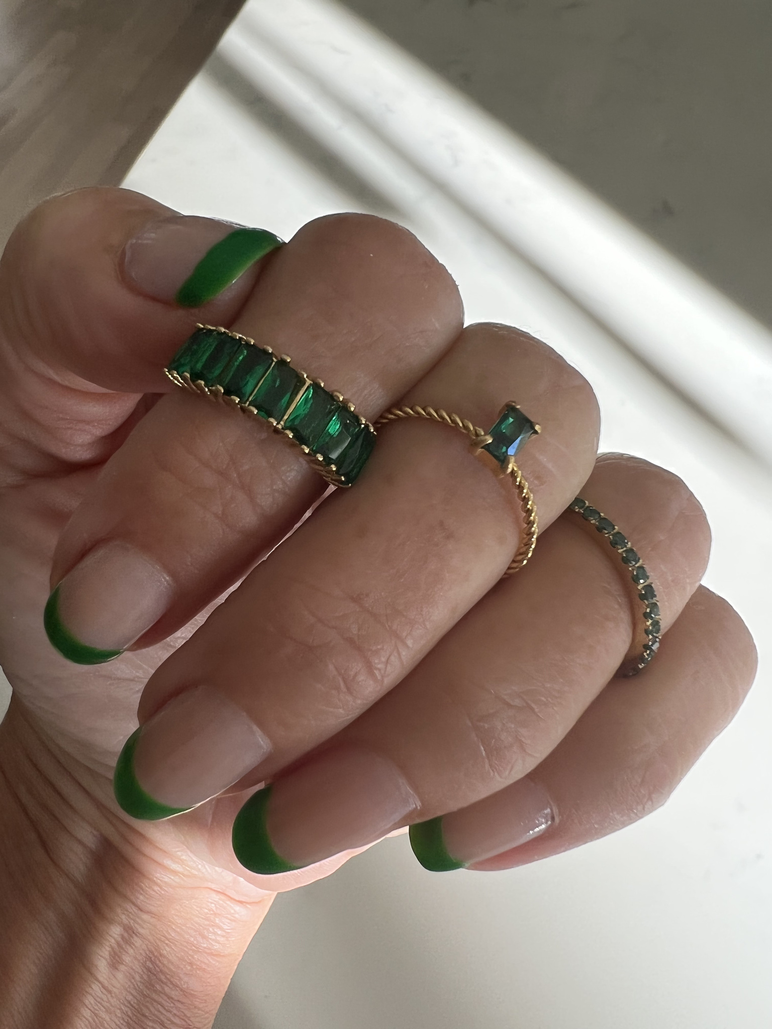 Cloé crystal ring green gold