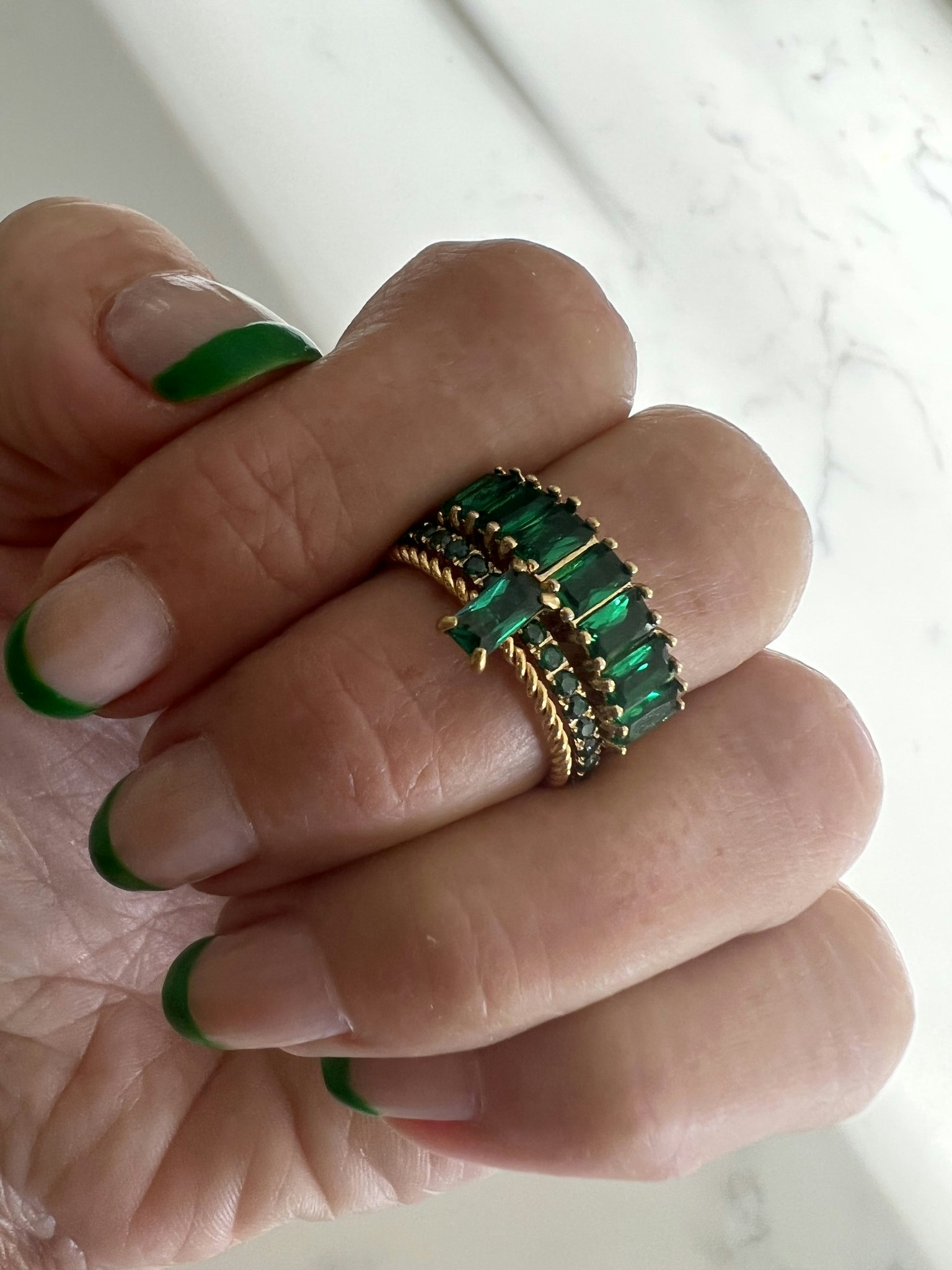 Cloé crystal ring green gold