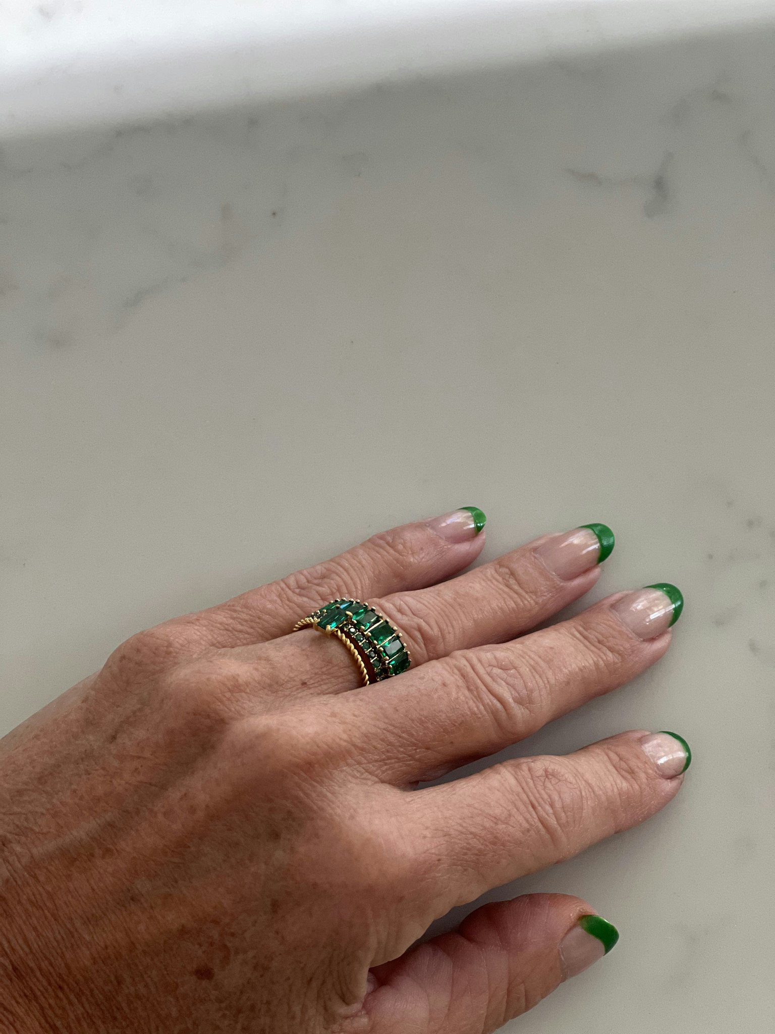 Athena mini crystal ring green