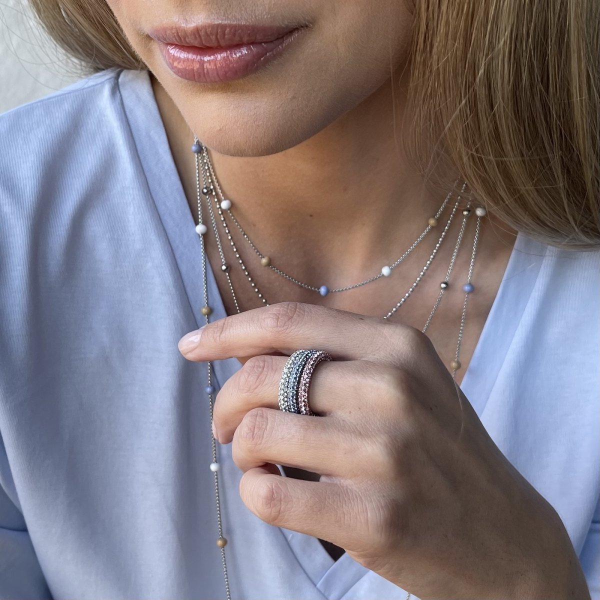 Lola Crystal Ring  Blå/Silver