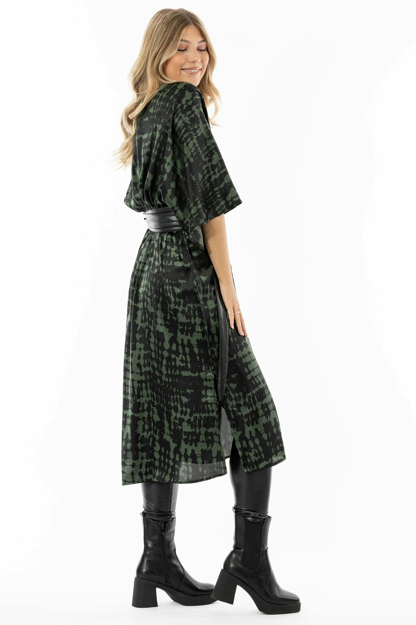 Nala Kimono Dress Green/Black