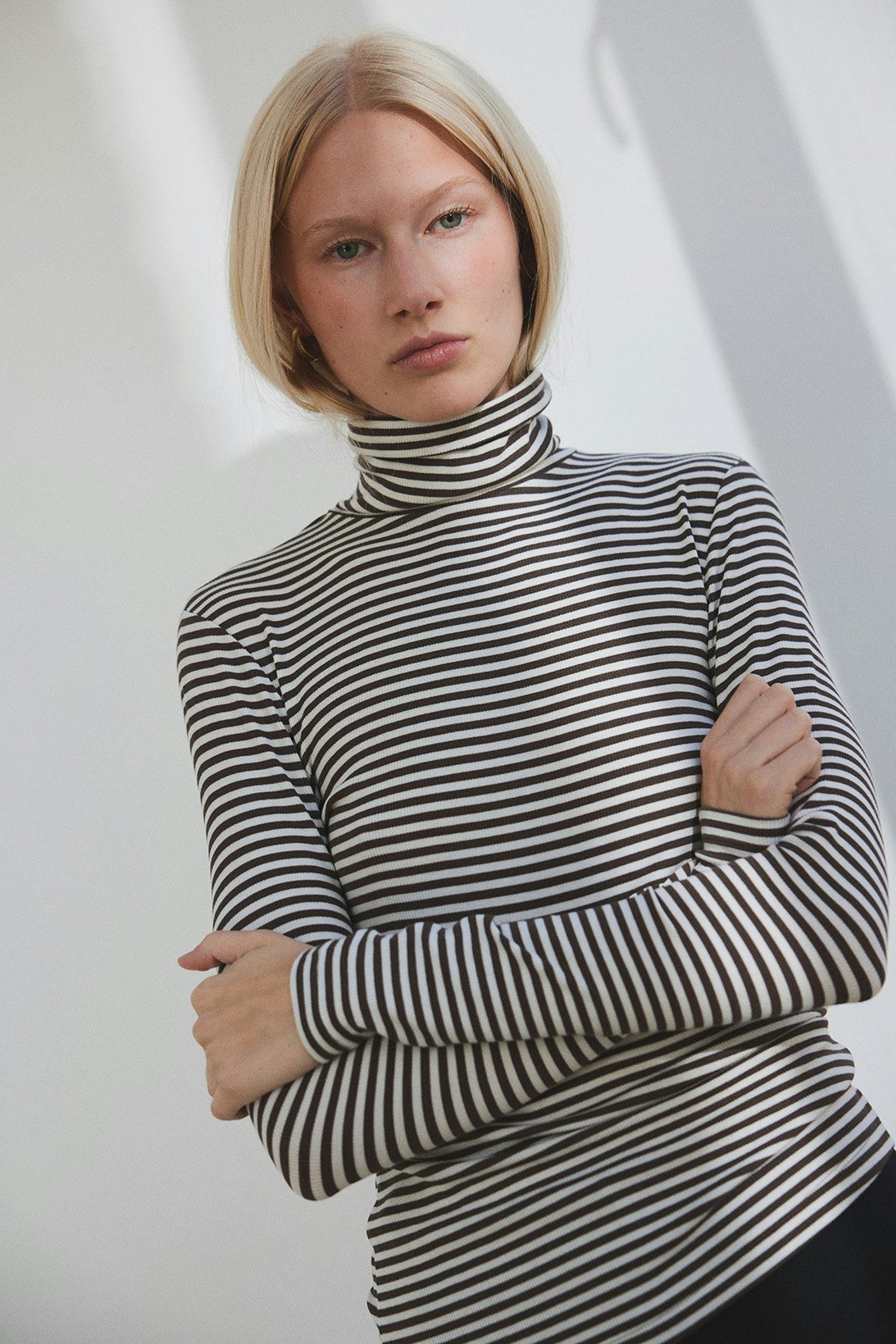 Fenja Stripe Rollneck Topp Morel