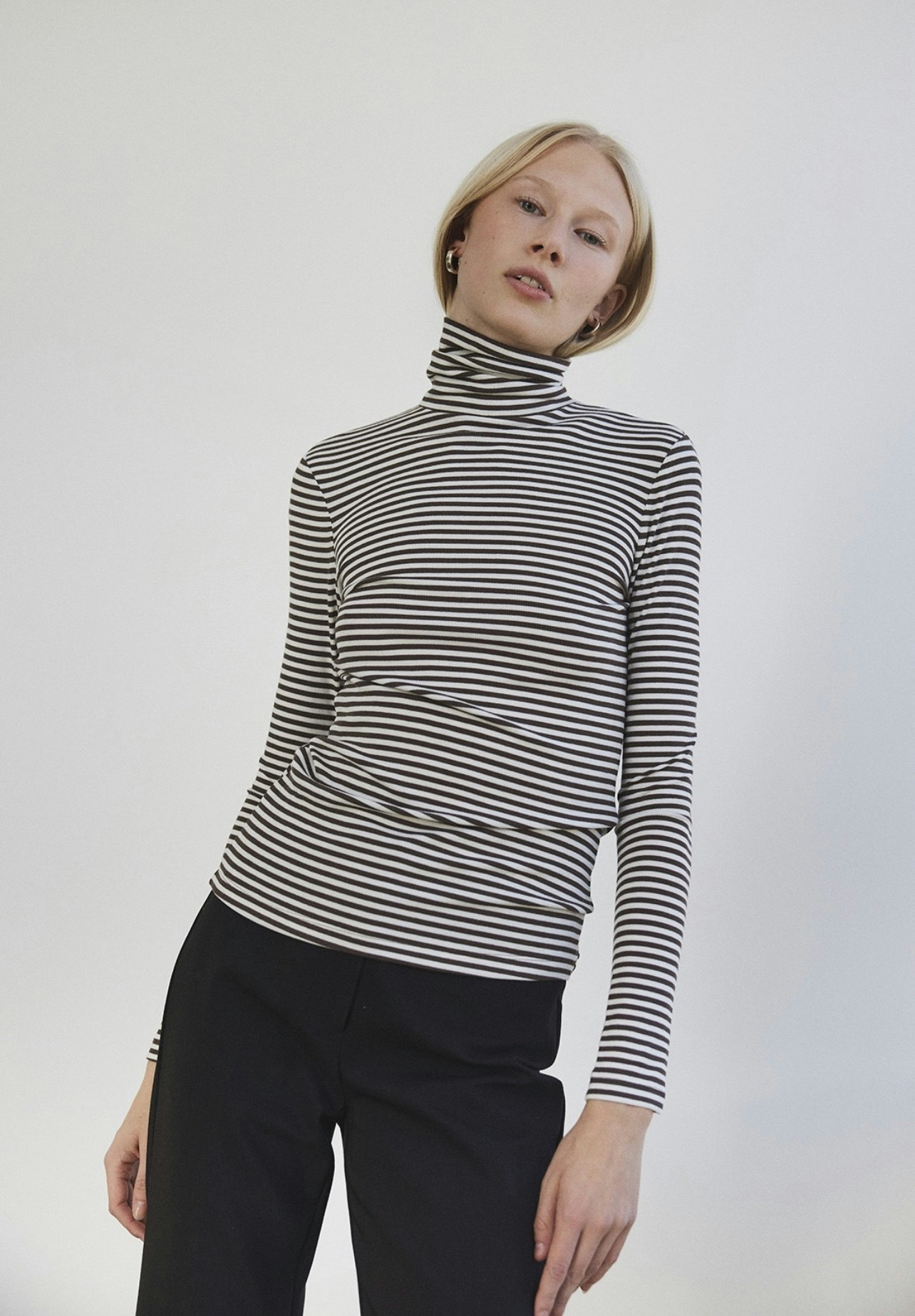 Fenja Stripe Rollneck Topp Morel