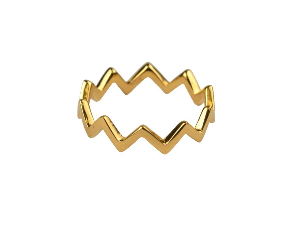 Strict Plain Zigzag  Ring. Guld