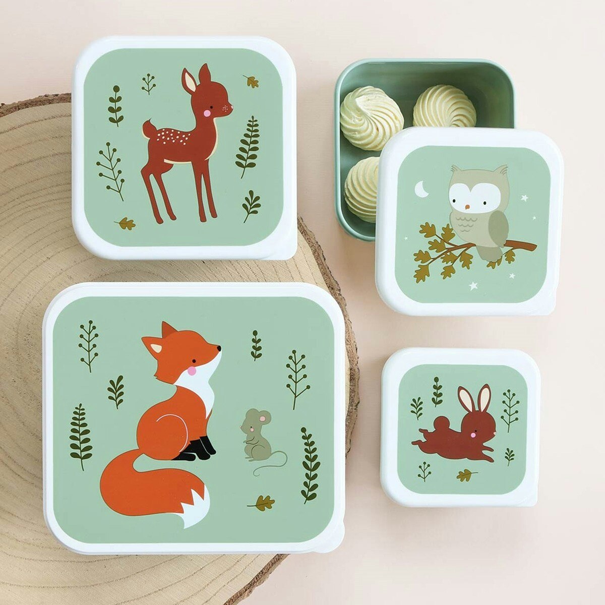 Lunch & Snack Box Set med skogens djur, A Little Lovely Company