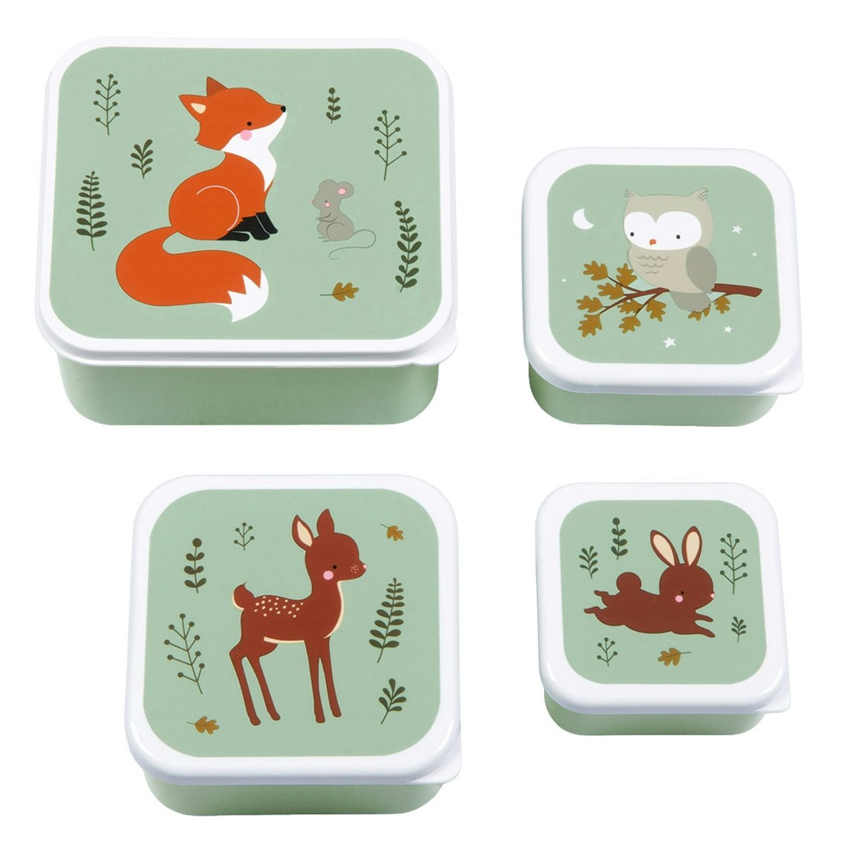 Lunch & Snack Box Set med skogens djur, A Little Lovely Company