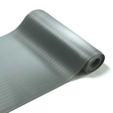 Arbetsplatsmatta Senso Ribb, bredd 60 cm, grå, hel rulle 18,3 m