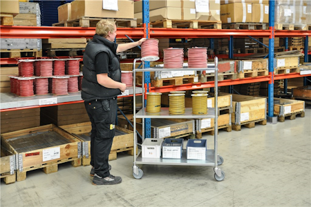 Hyllvagn 980x585x1445mm, 250kg,  broms, KM4123-BB