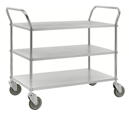 Elförzinkad rullvagn 3 plan 1080x480x940 mm, 250kg, broms, KM4106-EB