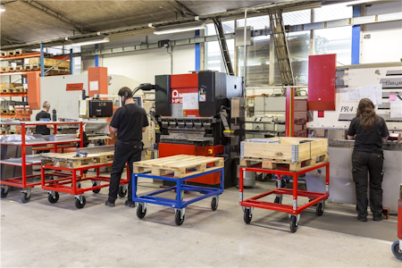 Pallvagn 1200x1000mm , 800 kg, röd, broms, KM222-FIN-RB