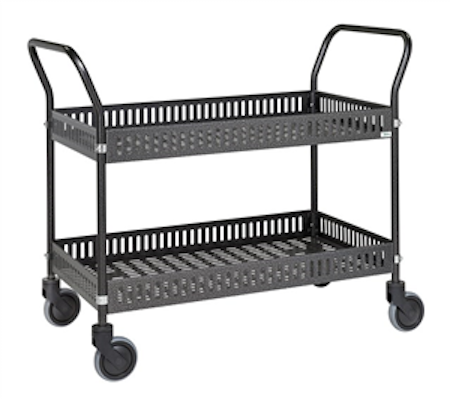 Rullvagn 2 plan med sarg, 250 kg, antracitgrå, broms, KM8200B
