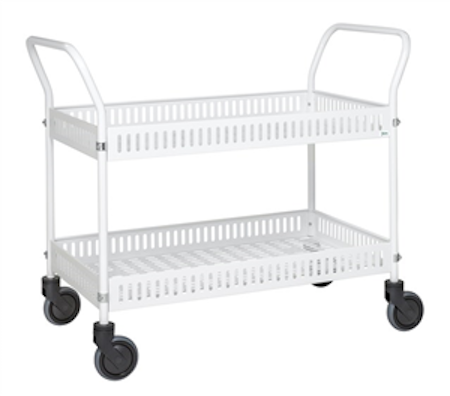 Bordsvagn 2 plan med sarg, 250 kg, vit, KM4200