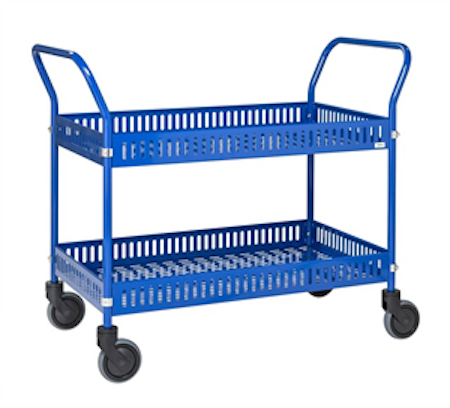 Korgvagn 2 plan med sarg, 250 kg, blå, KM3200