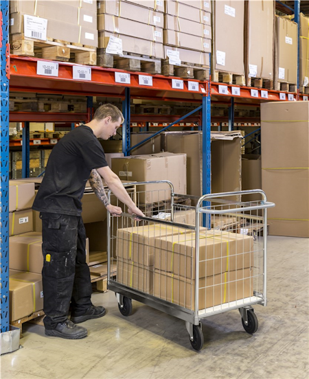 Paketvagn, 1390x650x1025mm, 300kg, broms, KM10000-MB