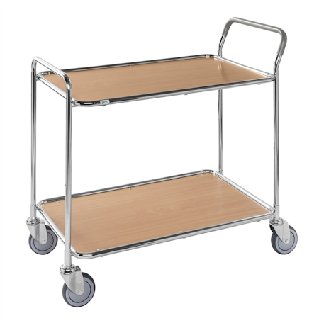 Bordsvagn 2 plan, 125 kg, Bok / Elförzinkad, KM30770-BO