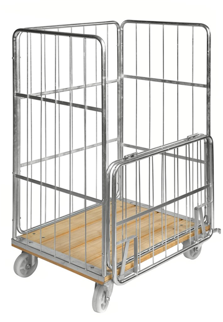 Rullcontainer träbotten, 845x630x1390mm, 500kg, KM88