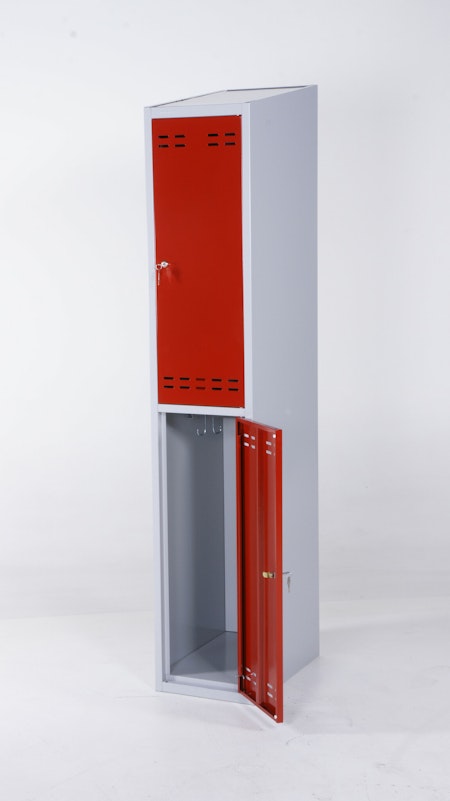 Klädskåp, röd / grå, 2 dörr, 4011071334