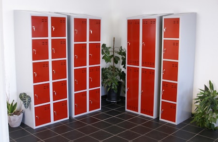 Förvaringsskåp, röd / grå 8-fack, 4011071343