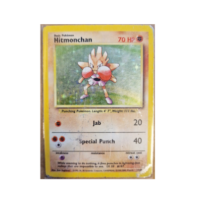 Hitmonchan 7/102 - WotC- Base Set 1 [Holo] (Heavily Played)