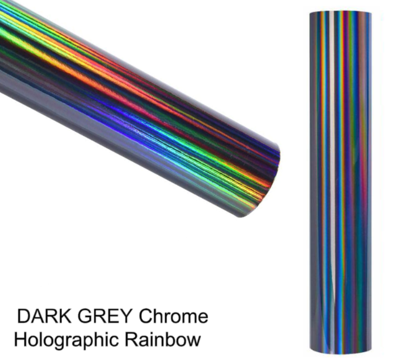 DARK GREY Chrome Holographic Rainbow