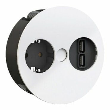 BACHMANN Twist 1 vit (1-vägs + 2x USB A)