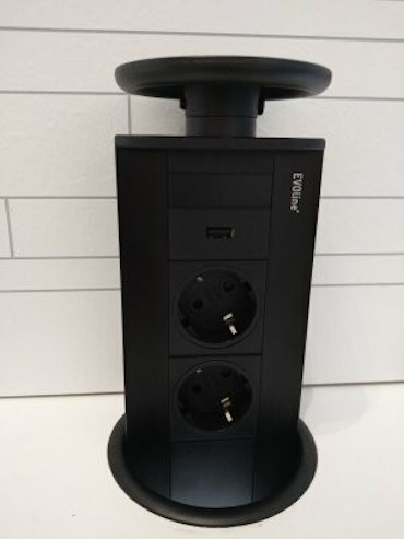 EVOline Powerport 2-vägs + 1x USB-A Svart