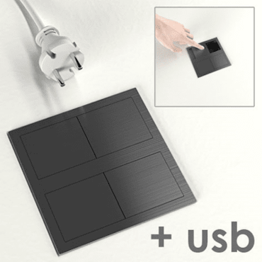 VersaHit Dual, 1-vägs + 2x USB-A, Svart