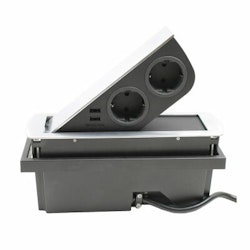 Cizo eluttag 2-vägs med 2x USB-A rostfri
