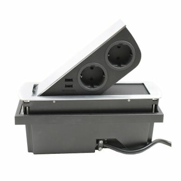Cizo eluttag 2-vägs med 2x USB-A rostfri