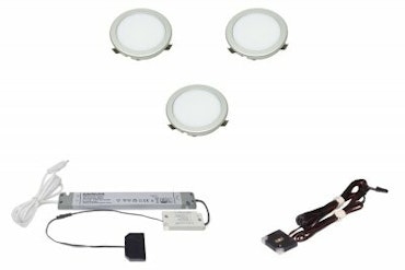 LED set 3x Moonlight rostfri-look med touchdimmer