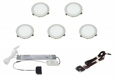 LED set 5x Moonlight rostfri-look med touchdimmer
