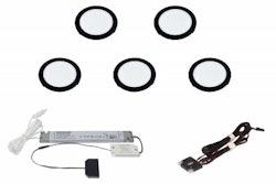 LED set 5x Moonlight svart med touchdimmer