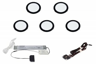 LED set 5x Moonlight svart med touchdimmer