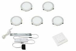 LED set 5x Moonlight rostfri look med trådlöst väggbrytare