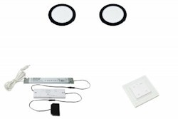 LED set 2x Moonlight svart med trådlöst väggbrytare