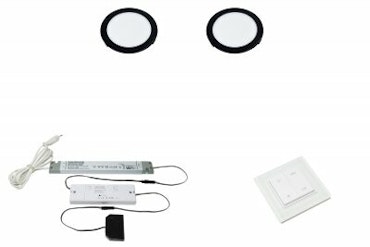 LED set 2x Moonlight svart med trådlöst väggbrytare