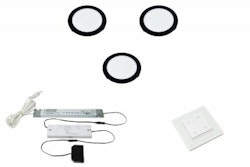 LED set 3x Moonlight svart med trådlöst väggbrytare