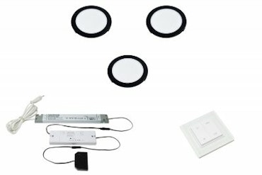 LED set 3x Moonlight svart med trådlöst väggbrytare