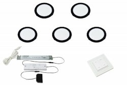 LED set 5x Moonlight svart med trådlöst väggbrytare