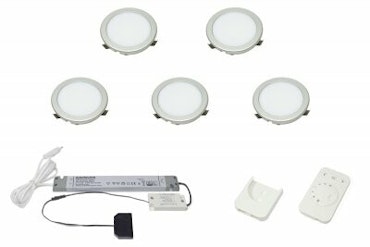 LED set 5x Moonlight rostfri-look med fjärrkontroll