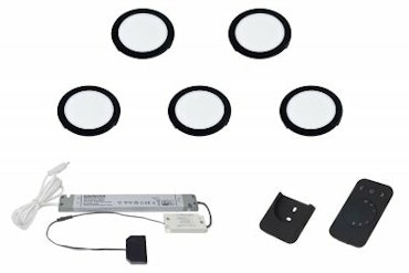 LED set 5x Moonlight svart med fjärrkontroll