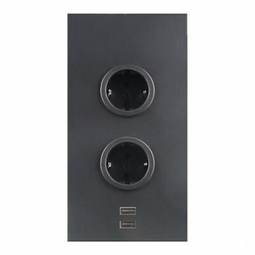 Hörnbox Asta 2-vägs + 2x USB Svart ST20