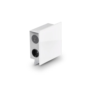 Väggbox Mira Quad vit glas 3-vägs med 2x USB A