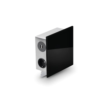 Väggbox Mira Quad svart glas 3-vägs med 2x USB A