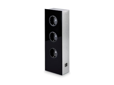 Väggbox Mira svart glas 3-vägs med 2x USB-A