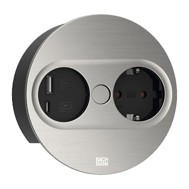 BACHMANN Twist 2 rund, rostfritt (1-vägs + USB A/C)