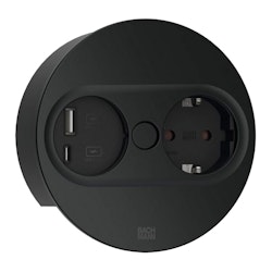 BACHMANN Twist 2 rund, svart (1-vägs + USB A/C)