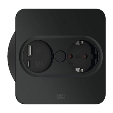 BACHMANN Twist 2 fyrkantig, svart (1-vägs + USB A/C)